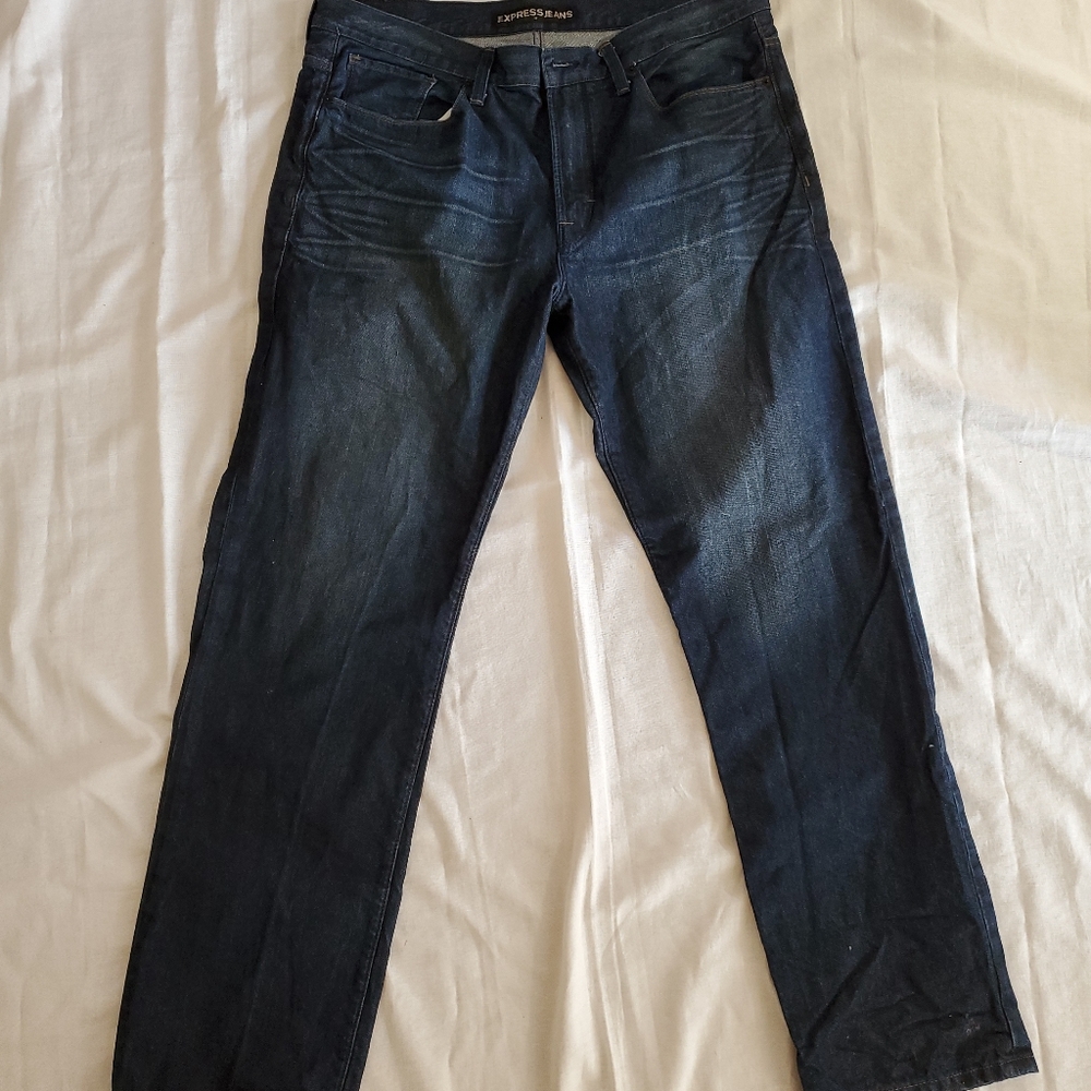 Express Blake Loose Fit Straight Leg Blue